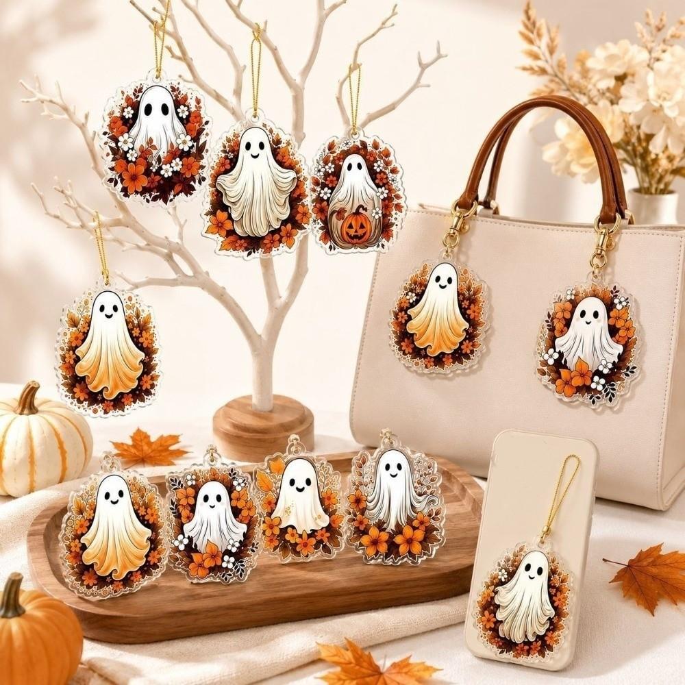 8pcs Pumpkin Halloween Decorations Maple Leaf Ghost Hanging Ornaments  Halloween