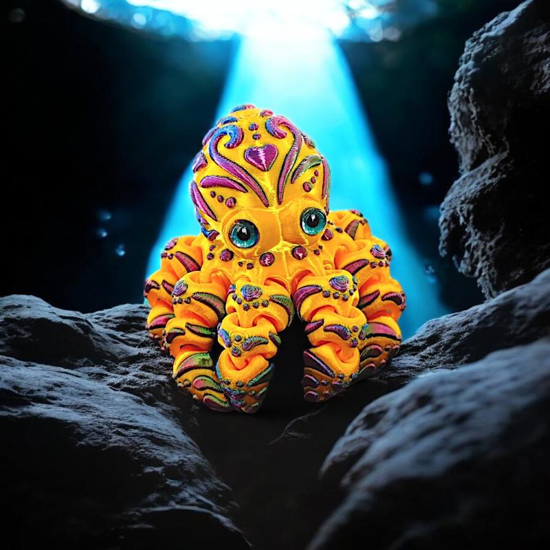 3D Printed Octopus Figurine Flexible Articulated Tentacles Cute Entrance Cabinet Ornament for Modern Home Aesthetic Decor