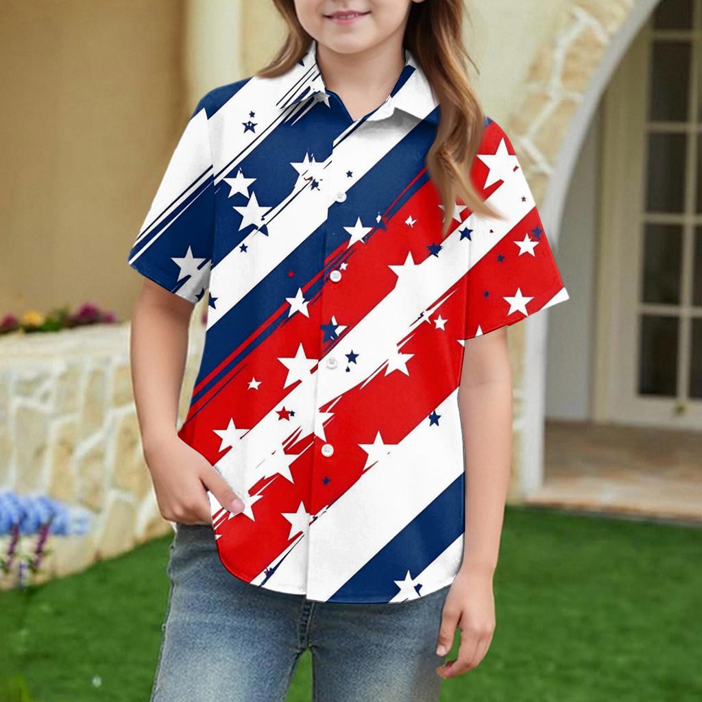 Summer Girls' Short Sleeve Blouse School Uniform Button-Up Shirt Kids Summer School Uniform Button Down Shirt
