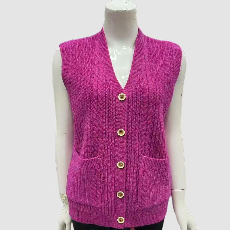 Gilet in Maglia con Scollo a V per Primavera e Autunno da Donna Top in Maglia Senza Maniche Monocolore Vest Cardigan in Maglia Slim-Fit