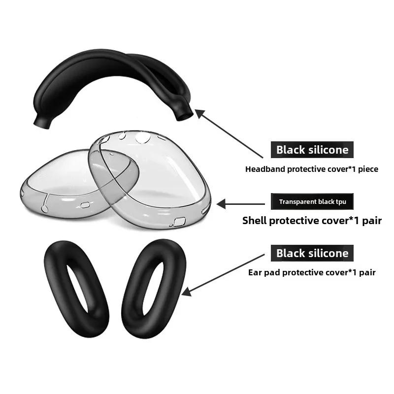 3 In 1 Clear Soft TPU Silicone Skin Protector Ear Cups Case for Airpods Max Airpodmax Anti Scratch Headphones Cover Accessories