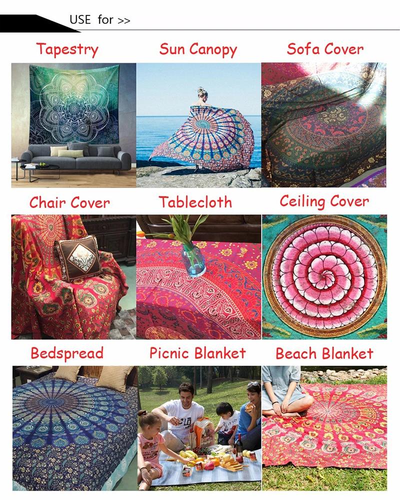 Indian Mandala Rectangle Flower Peacock Tapestry Wall Hanging Bohemia Beach Throw Towel Hippie Bedspread Tablecloth
