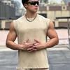 Musgneer Men's Sleeveless Tank Top for Training, Sports, Running, and Strength Training, Quick-Drying, Stretchy, Gym Wear, Stylish, Gray, Size XL