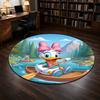 Round Rug Daisy Duck Rowing Canoe River Mountain Pine Forest Adventure Disney Cartoon Decor