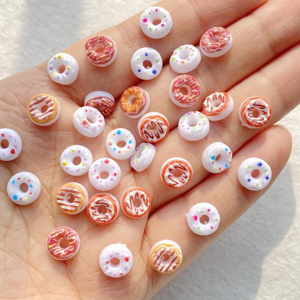 50Pcs Mixed Colorful Chocolate Donuts Nail Art Flat back Rhinestone Bead Scrapbook DIY Manicures Appliques Accessories Crafts