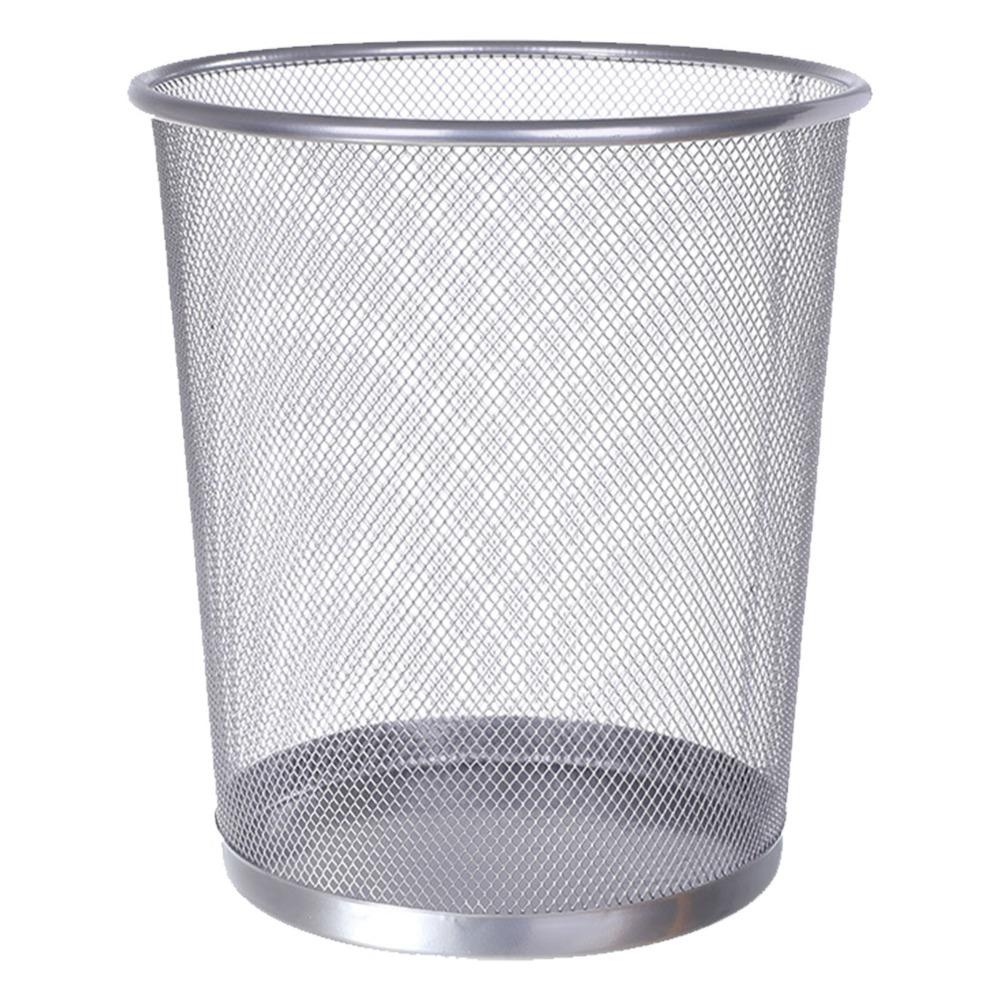 Open Top Mesh Trash Can Well Ventilated Round Wastebasket Convenient Metal Waste Basket Home