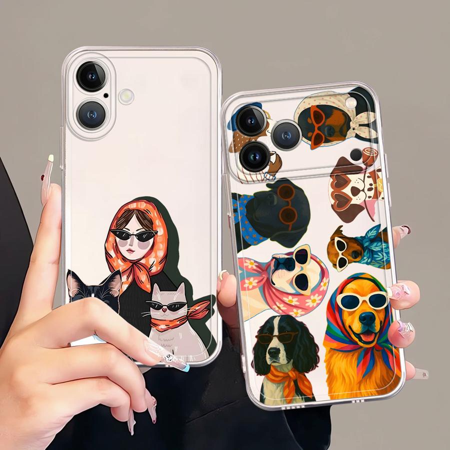 Cartoon Dog Soft Phone Cover Case for iPhone 17 Pro Max XS Max 14 Plus 13 Pro 7 8 Air 16 11 XR 12 Mini 15