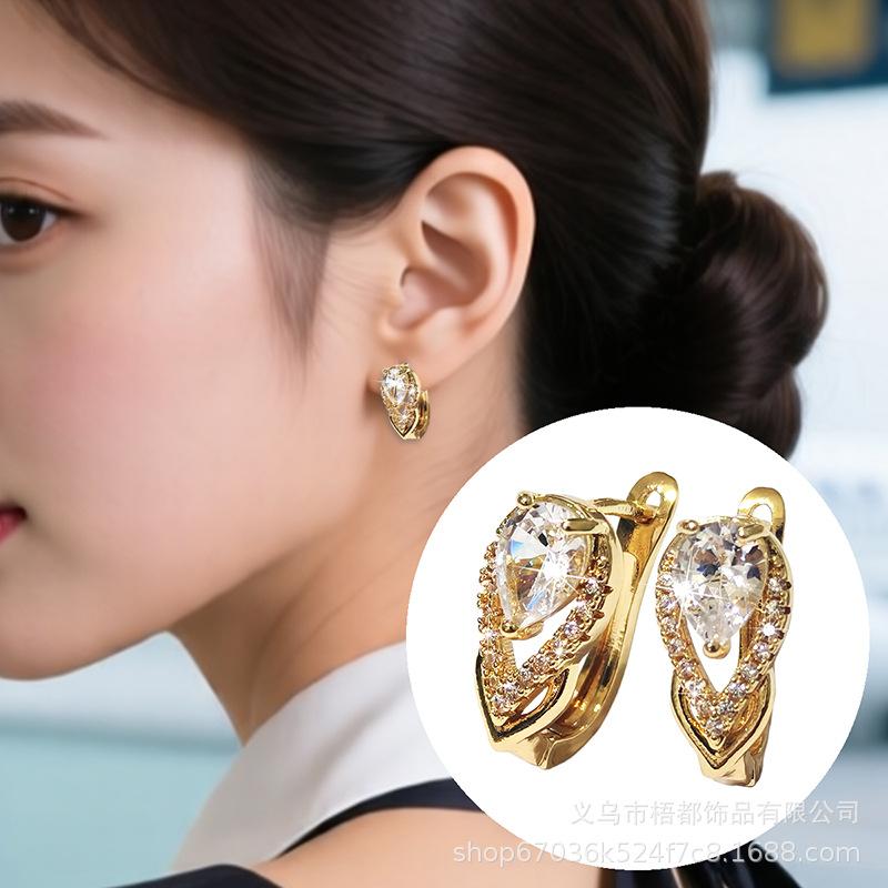 Exquisite Zircon Water Drop Fashion Earrings: Women s Creative Ear Cuff золотой