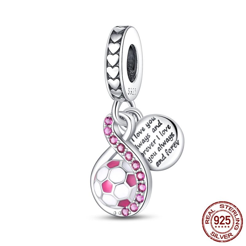 Compatible With Authentic Original Bracelets and 3MM Bracelets Do It Yourself European Football Charm Bead Components 100% Copper Metal High Quality