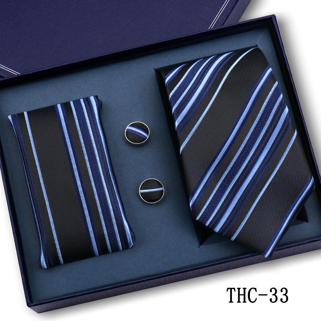 Men'S Business Tie Pocket Square Scarf Gift Box Set Formal Wedding Professional Shirt Trendy Tie Worker