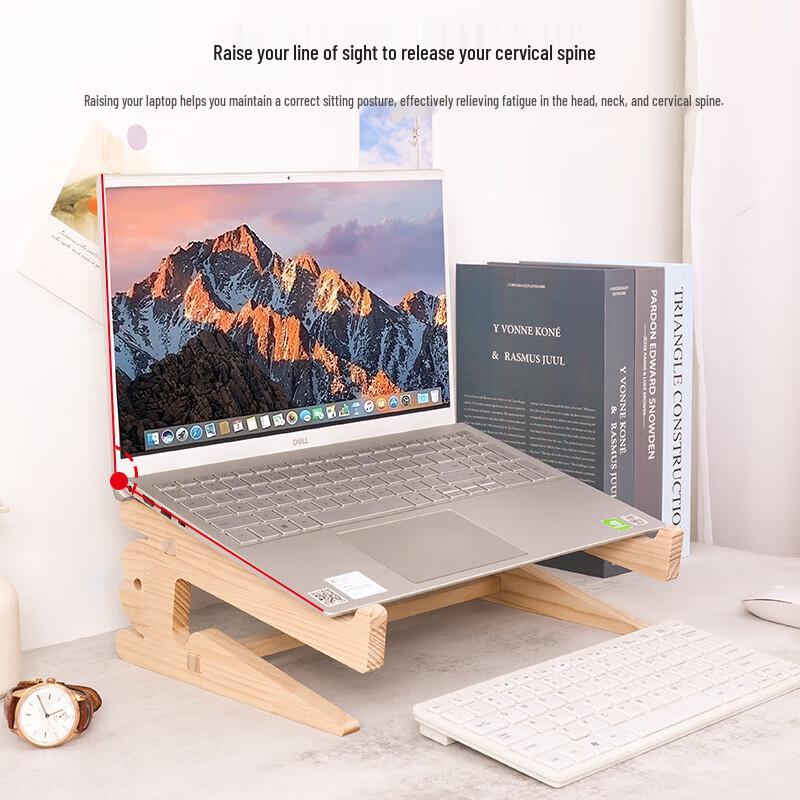 Vertikaler Laptopständer aus Massivholz mit Tischklemme