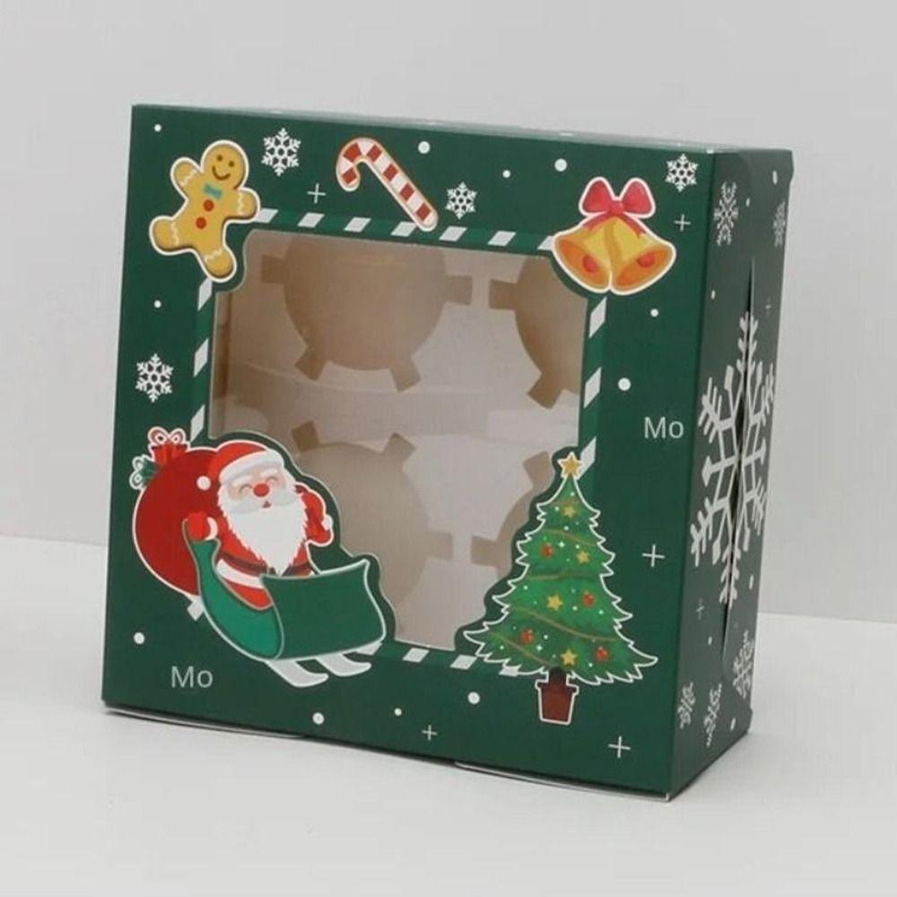 

6 шт. квадратные рождественские коробки для печенья с окном, коробка для кексов, пончики, конфеты и печенье 16x16x7.5cm-B1