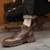 Fashion Brand Plus Velvet Super Warm Men's Winter Genuine Leather Outdoor Waterproof Rubber Sneakers Leisure Boots Classic Cowboy Boots
