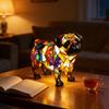 Yousheng Rainbow Pup Night Light Handmade Vintage Dyed Resin 3D Puppy Lamp USB Powered Soft Warm LED Non-Glaring Decorative Gift for Dog Lovers Desk