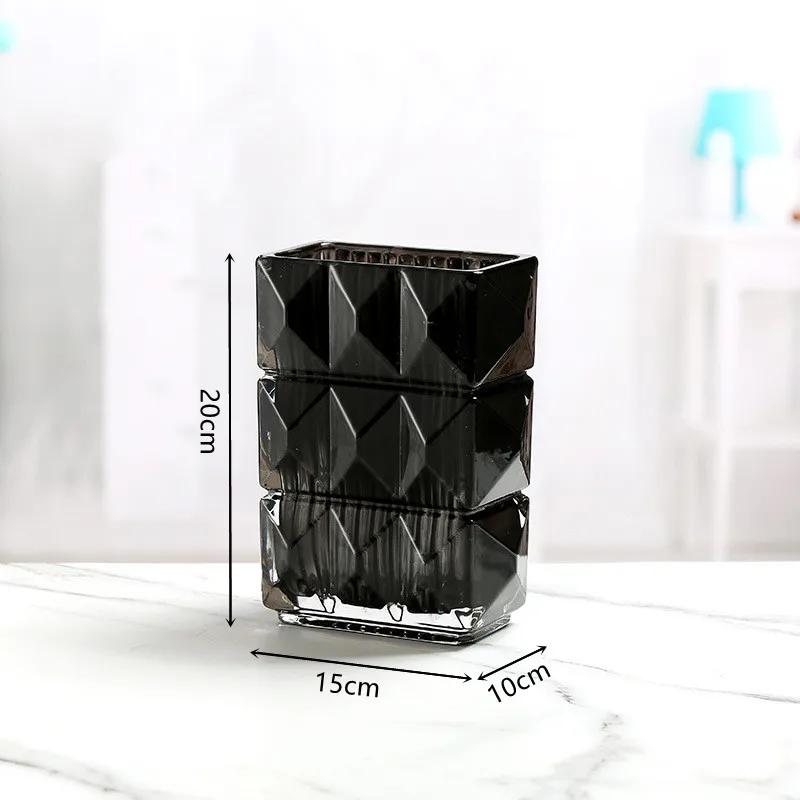 Home decor Modern simplicity Transparent crystal glass vase Aquaculture vase container Electroplated color flower vase Gift