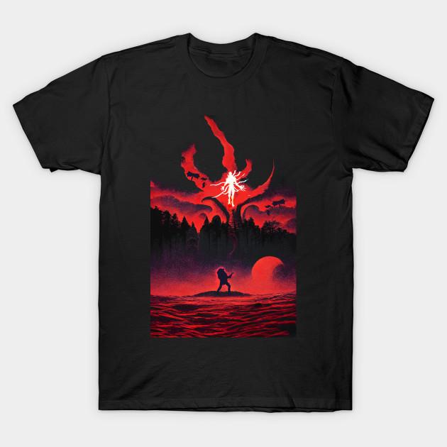 Men Black Print T-shirt Stranger Things (Vecna Vs Munson) No-Cut Transfer Paper Print Cotton Tshirt M