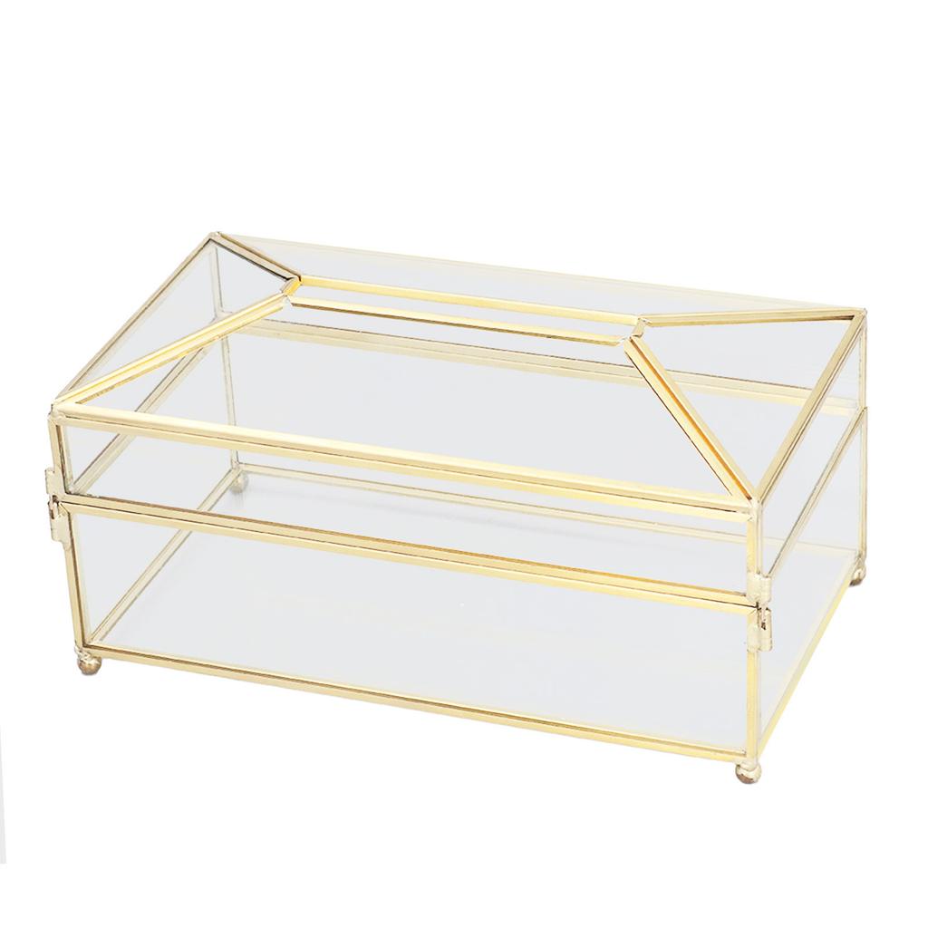 Decorative Glass Napkin Storage Box Fashionable Exquisite Transparent Glass Tissue Box for Home