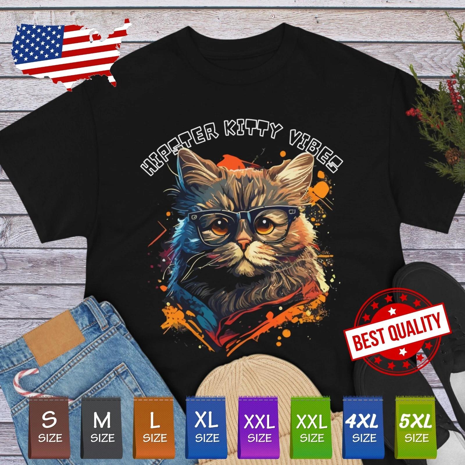 Hipster kitty vibes T Shirt Purrfectly Adorable Kitten/ Kawaii Tee Cat Lovers L