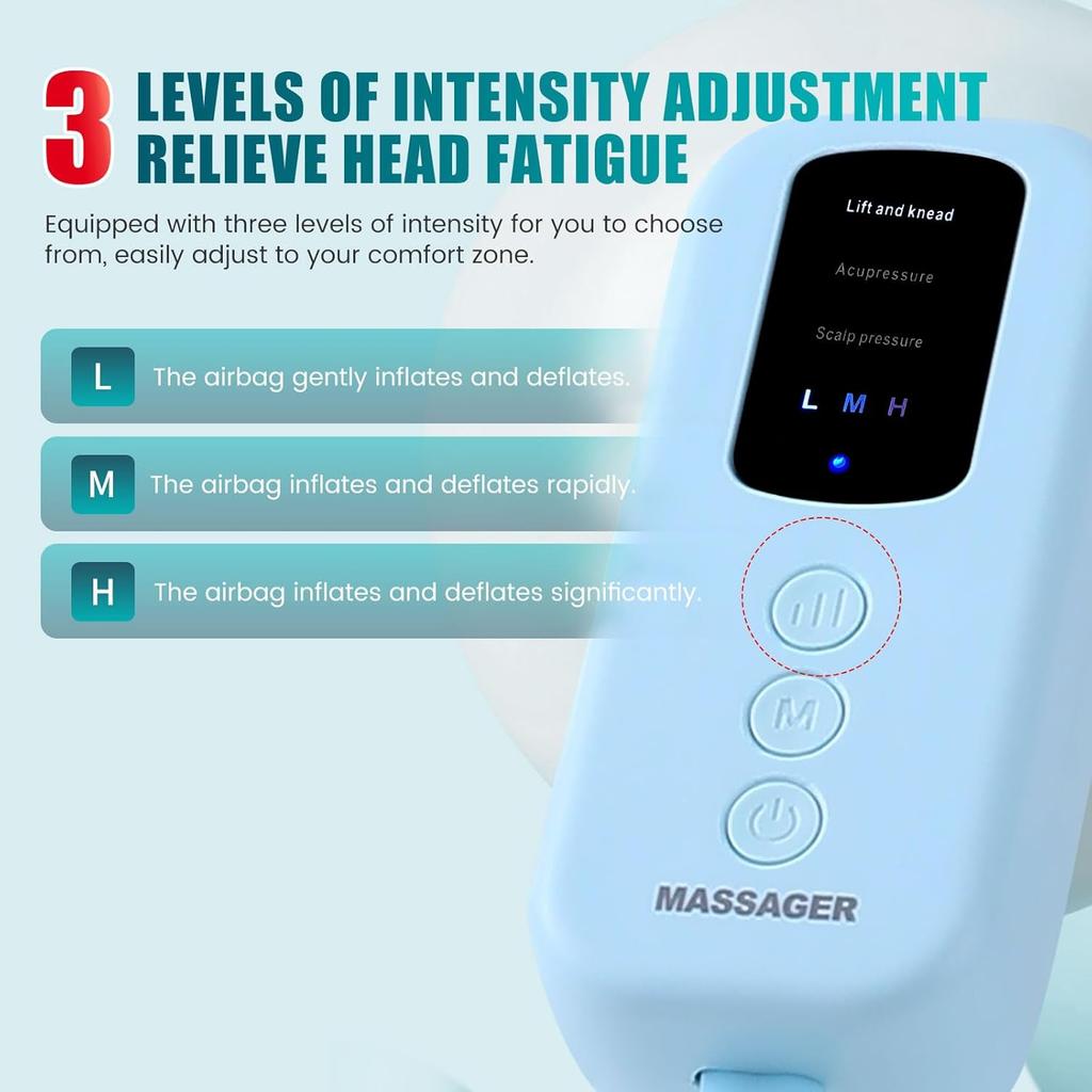 Head Massager for Headanches,Head Massager,Scalp Massager,Relieve Stress, Hangovers, Help You Sleep and Relax.Airbag Kneading and Constant