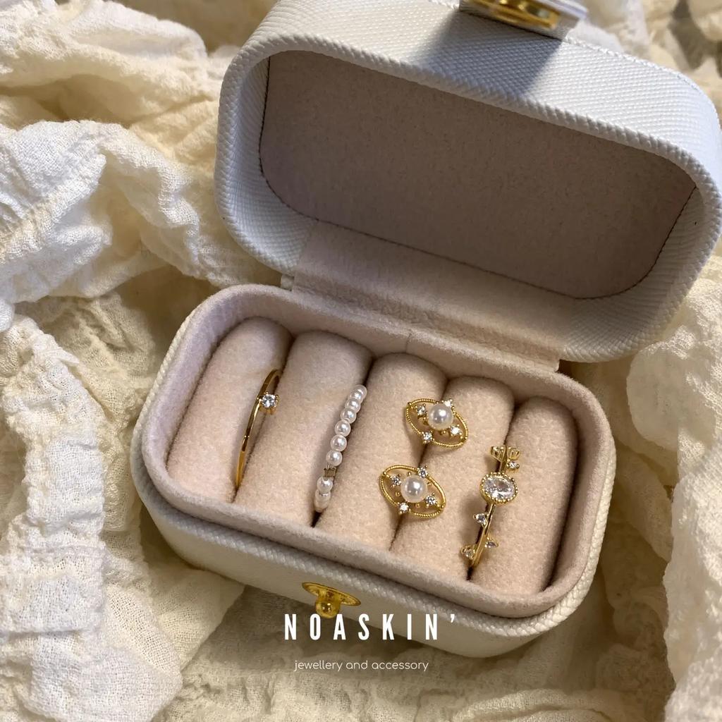 Mini Ring Box Portable Small Jewelry Organizer Display Travel Simple Mini Gift Case Boxes Leather Earring Necklace Holder