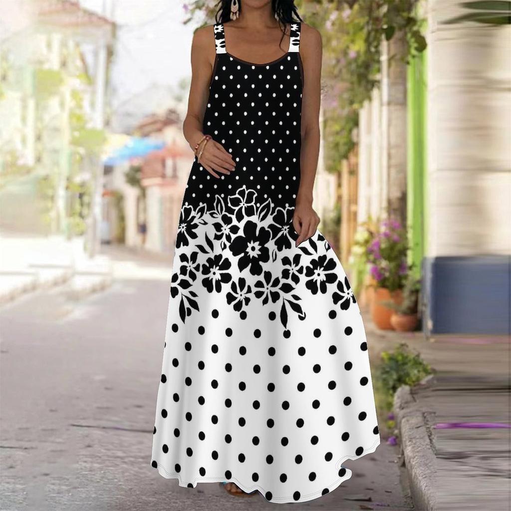 Women's Slip Dress Maxi Long Dress Flower Print Stitching Print Dress Spring & Summer Leisure Vacation