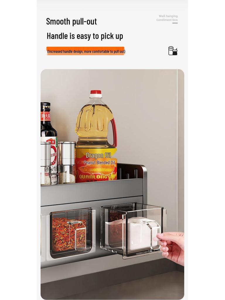 Wall-Mounted Kitchen Seasoning Rack: Punch-Free Multifunctional Condiment Set with Jars