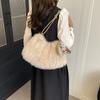 Plush bag women's large capacity 2025 new autumn and winter versatile casual single shoulder underarm bag, fluffy dumpling bag