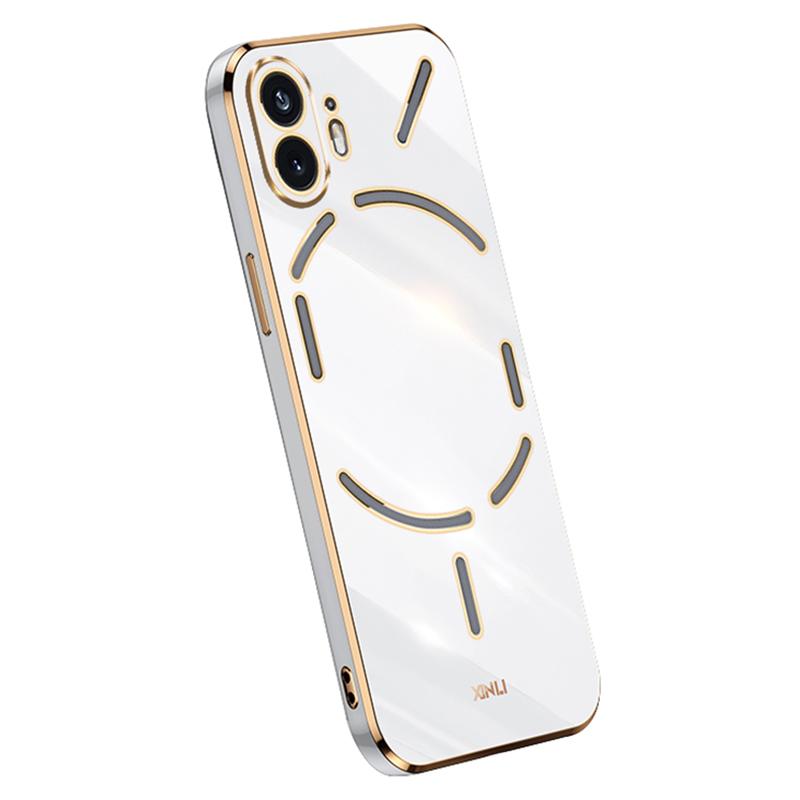 

XINLI For Nothing Phone (2) Electroplated Gold Edge Anti-scratch Phone Case TPU Protection Cover White