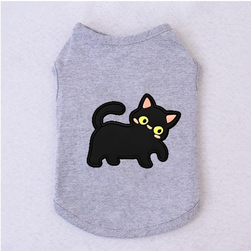 Halloween Pet Vest Cute Black Cat Cartoon Print Sleeveless Shirt Soft Breathable Costume For Kitten Puppy Party Daily Outfit