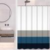 Striped Fabric Bathroom Shower Curtain-Modern Simple Polyester Waterproof Blue Grey Abstract Line Pattern With Hook