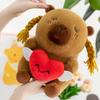 Braided Capybara Plush Toy Love Heart Capybara Stuffed Doll Capybara Cotton Doll  Children Gift