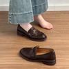Cowhide Version~ Genuine Leather New Platform Camellia One-pedal Loafers Women's British Style Retro Small Leather Shoes Single Shoes