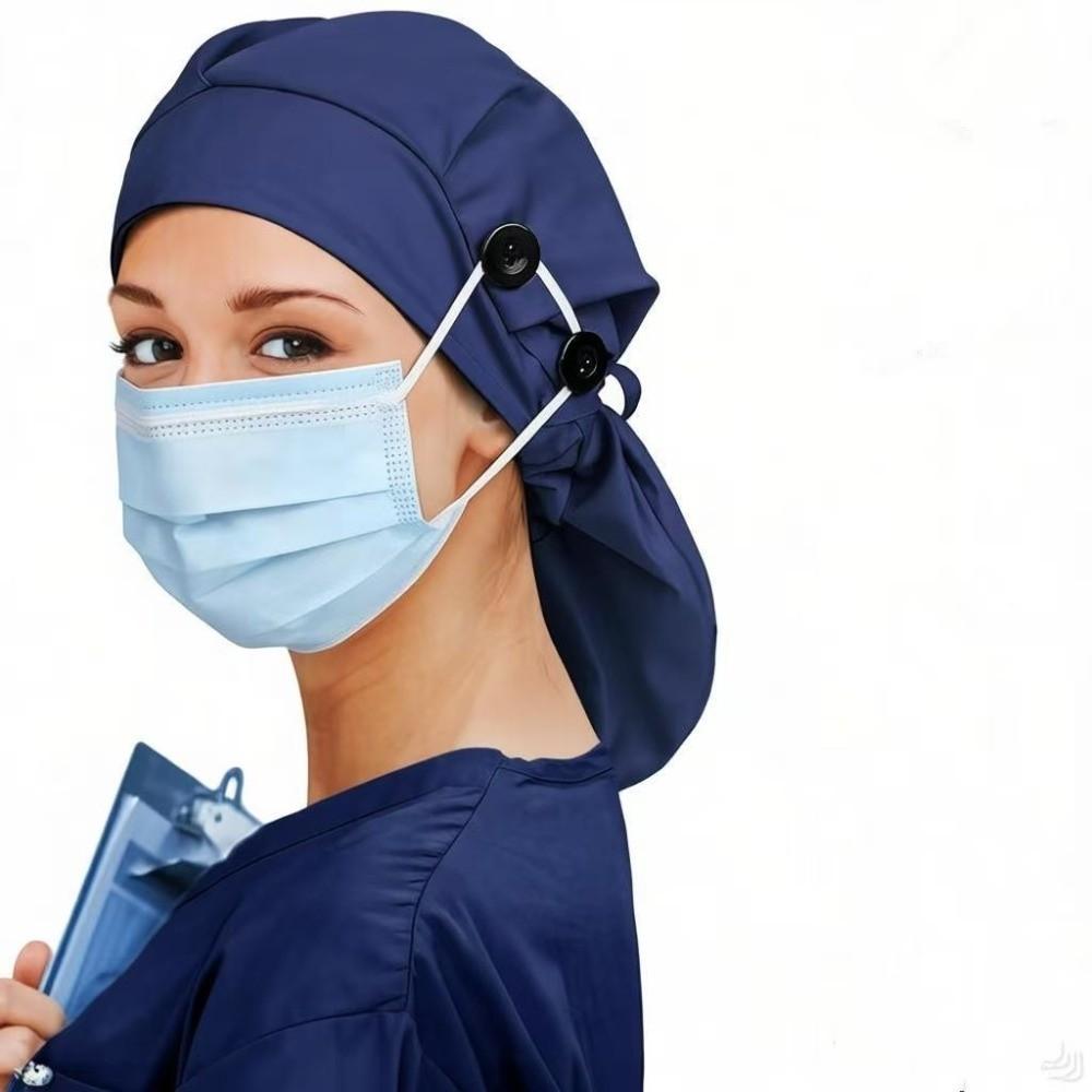 Satin Lining Surgical Hat Elastic Ponytail Holder Cap New Matte Fabric Cap For Nurse