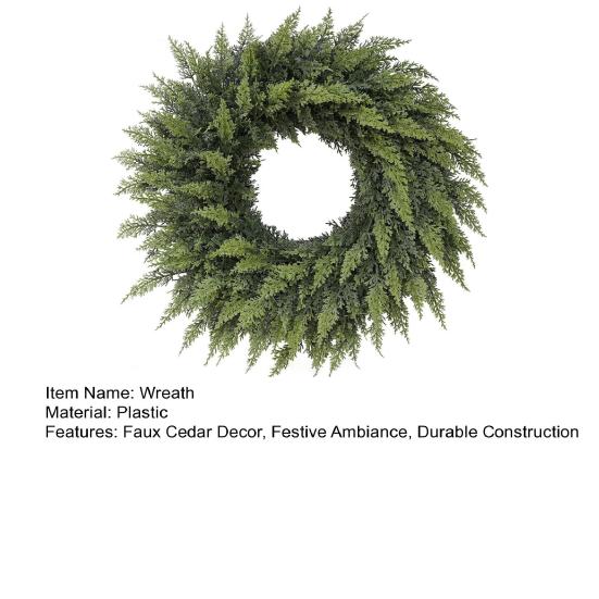 Christmas Wreath Real Touch Faux Cedar Large Green Garland Front Door Windows Festive Party Decor DIY Decoration