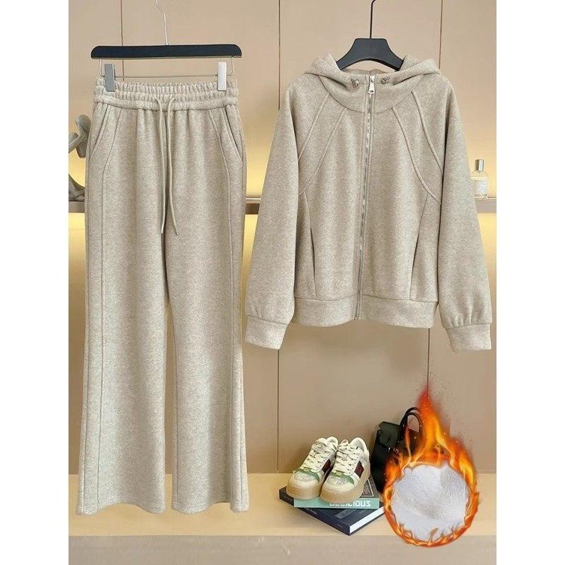 Korean-style Hoodie Design Autumn Women's Fashion Set, Versatile, Slimming, Casual and Sporty Two-piece Set