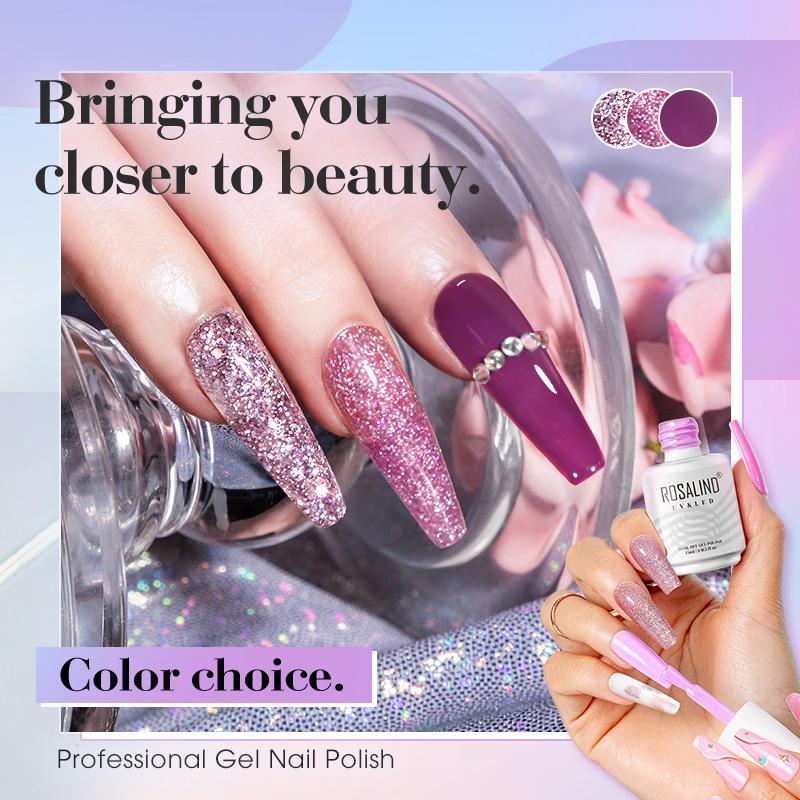 ROSALIND 15ml Whit Glass Bottle Gel Nail Polish Soak Off UV Gel Polish Base Top Coat Nail Polish Varnish Hybrid Gel Polish