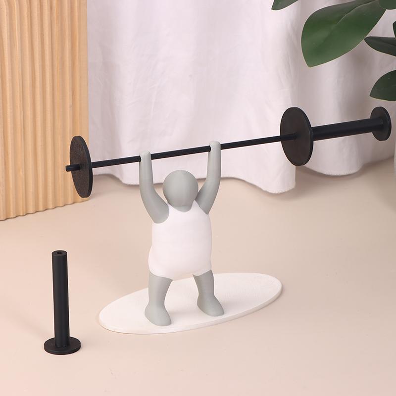 Lustiger Gewichtheber Toilettenpapierhalter Einzigartiger 3D-gedruckter Toilettenpapierhalter Hantelständer zur Badezimmerdekoration