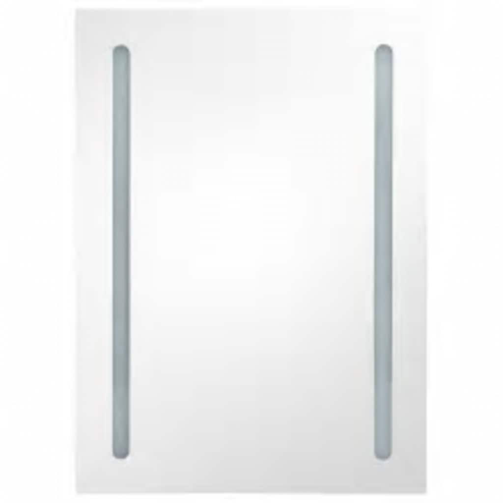 LED Bathroom Mirror Cabinet Glossy White 50 X 13 X 70 Cm
