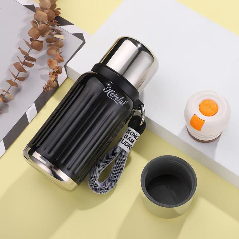 Stylish 316 Stainless Steel Insulated Mini Cup with Carrying Rope & Pop-Up Lid - Portable & Sealed for Students