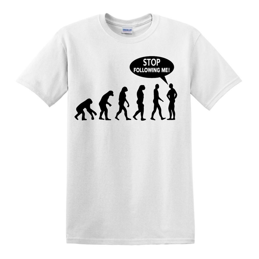 STOP FOLLOWING ME EVOLUTION TSHIRT Funny Birthday Ape HuUnisex Gift Top Tee 2XL