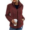 Stand Collar Long Sleeves Pockets Zipper Closure Fluffy Coat Women Autumn Winter