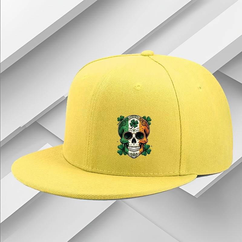 Irish Flag Sugar Skull Shamrocks Baseball Cap Unisex Polyester Casual Adjustable Flat Brim Hat