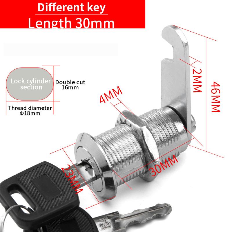 5 SETS Security Lock Metal Alloy Cylinder Cabinet Locker Cam Lock With 2 Keys Security Mailbox Lock Cabinet Drawer Cam Lock 18mm