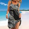 Abito da Spiaggia da Donna Mini Abito Stampa Casual Moderno Senza Maniche Vestibilità Larga Esterno Quotidiano Estate