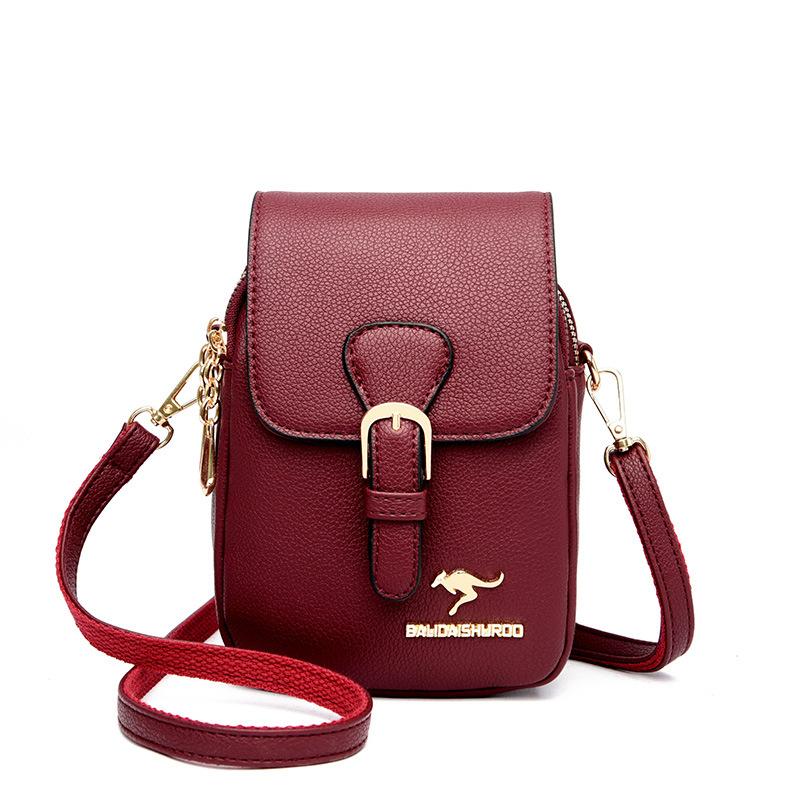 Damentasche Neue Damen-Handytasche Einfache und vielseitige weiche Leder-One-Shoulder-Crossbody-Münzbrieftasche Trendy