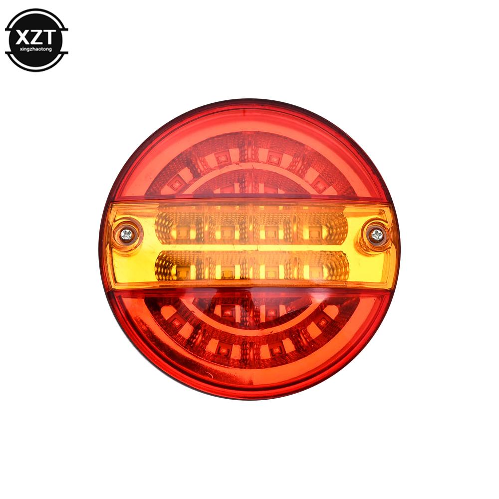 2PCS Car Tail Light Contains Two Colors Round LED Rear Brake Light 12/24V Turn Signal Lamp For Car Lorry Truck Van Trailer