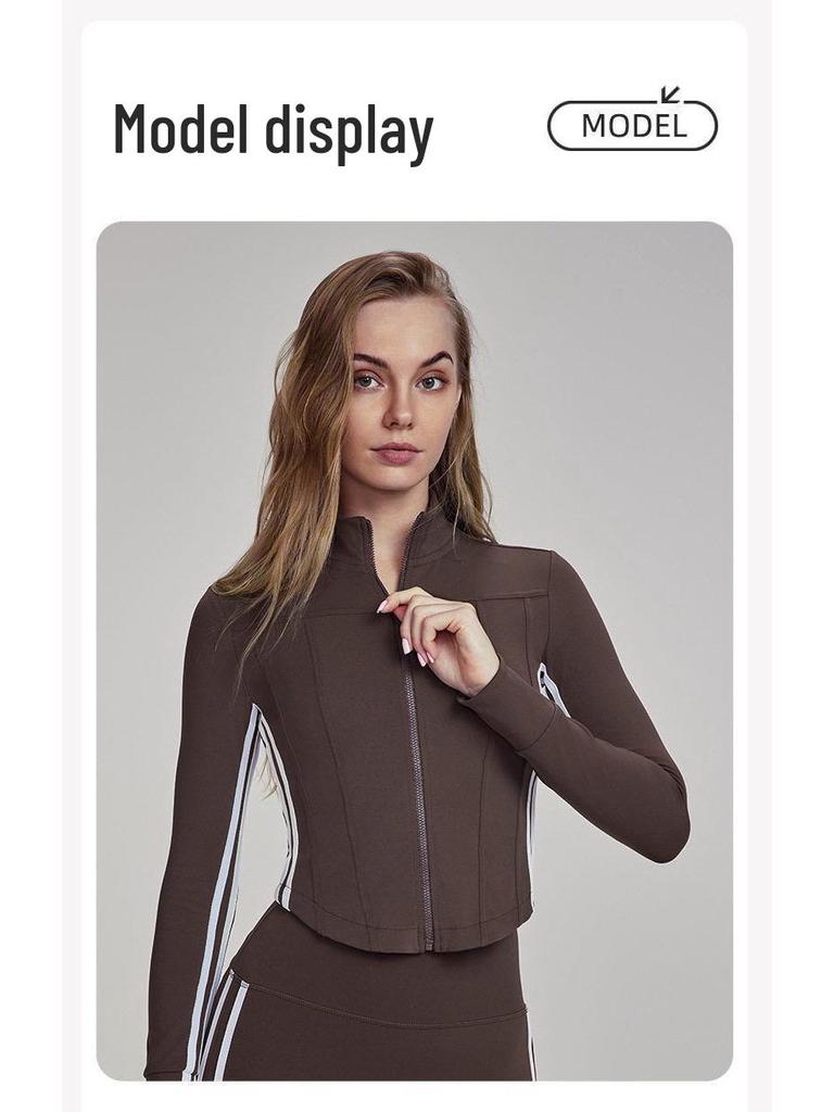 Damen Schlank geschnittene Sportjacke mit Reißverschluss zum Laufen und Yoga