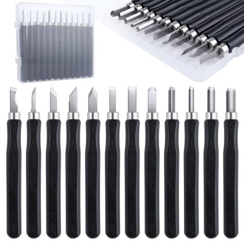 LEONTOOL 12-Piece Wood Carving Chisel Set, Includes Flat, Beveled, Round, and Triangular Chisels, for Precision Carving, Fine Woodworking, and Art Kni