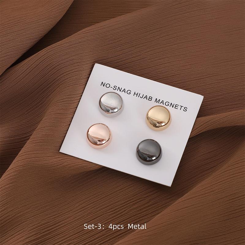 4Pairs / Card Matte Magnet Hijab Pins for Muslim Ramadan Headscarf Women Shawl Strong Magnetic Button Headscarf Magnetic Brooch