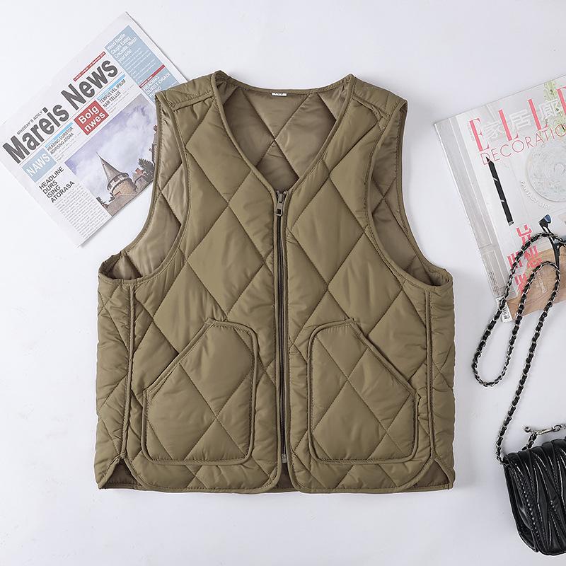 Crew neck quilted warm windproof vest down cotton vest cotton top warm jacket new autumn and winter